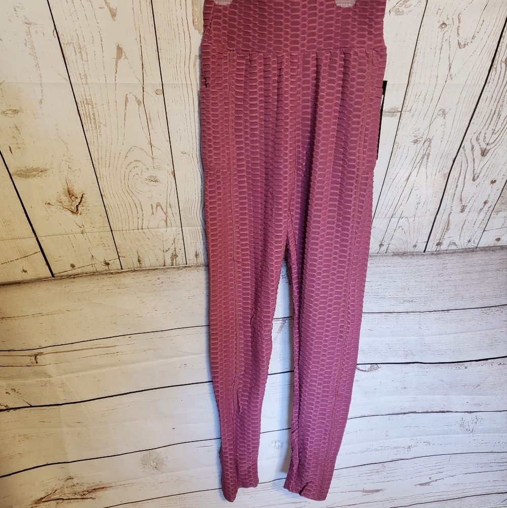 TikTok trend honeycomb peach lift leggings with pockets mauve size L/XL